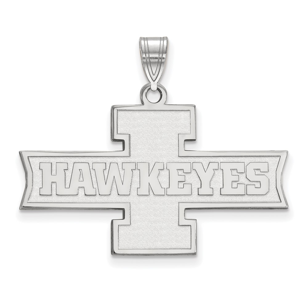 Sterling Silver Rhodium-plated LogoArt University of Iowa Hawkeyes Medium Pendant