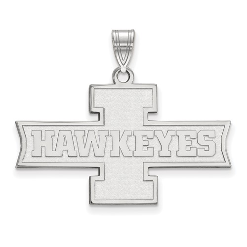 Sterling Silver Rhodium-plated LogoArt University of Iowa Hawkeyes Medium Pendant