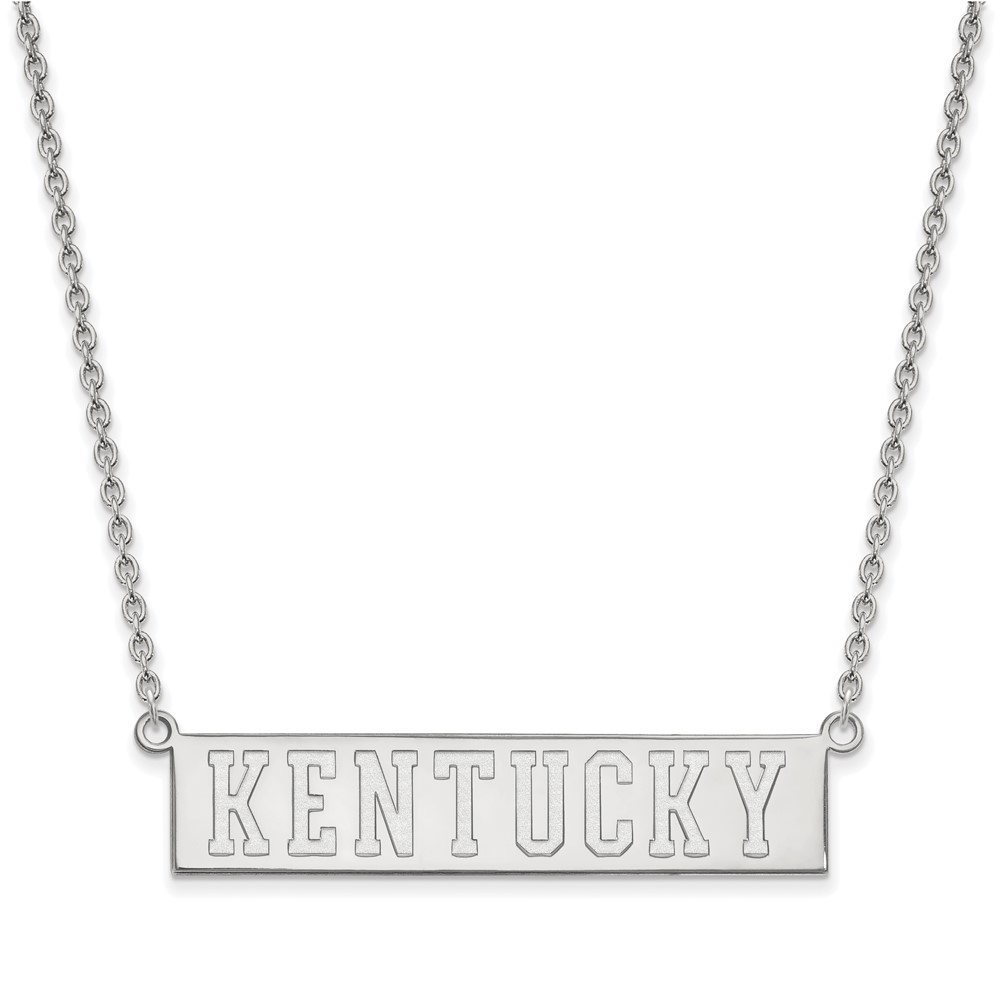 Sterling Silver Rhodium-plated LogoArt University of Kentucky Large Bar Pendant Necklace, 18"
