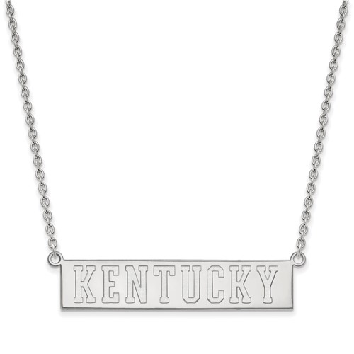 Sterling Silver Rhodium-plated LogoArt University of Kentucky Large Bar Pendant Necklace, 18"