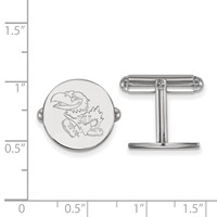 Sterling Silver Rhodium-plated LogoArt University of Kansas Jayhawk Cuff Links view 2