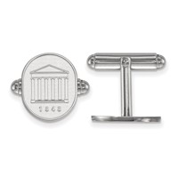Sterling Silver Rhodium-plated LogoArt University of Mississippi 1848 Crest Cuff Links view 1