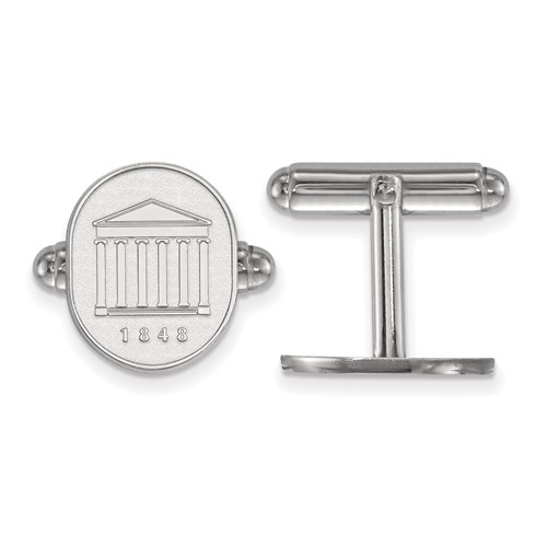 Sterling Silver Rhodium-plated LogoArt University of Mississippi 1848 Crest Cuff Links