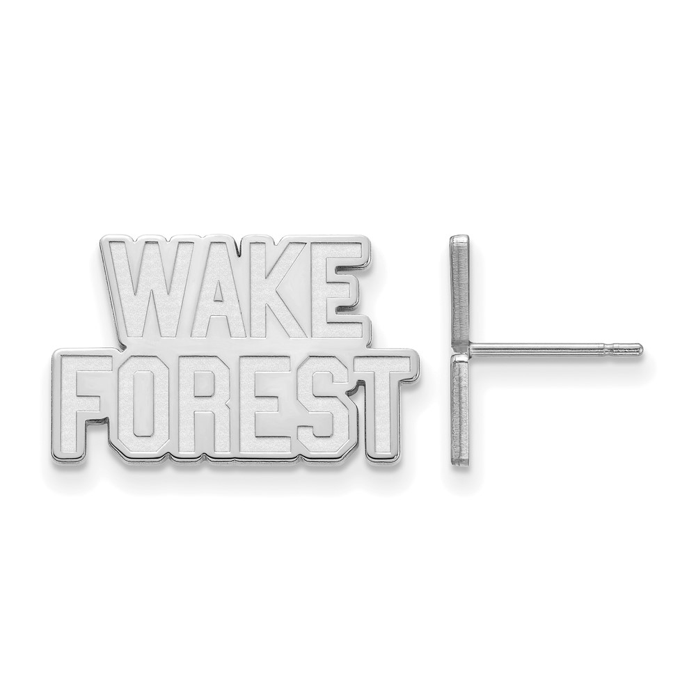 Sterling Silver Rhodium-plated LogoArt Wake Forest University W-f Small Post Earrings