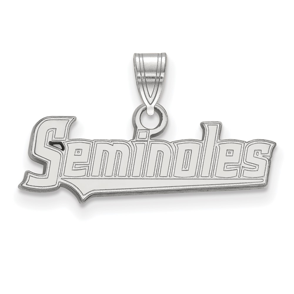 Sterling Silver Rhodium-plated LogoArt Florida State University Seminoles Script Small Pendant