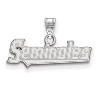 Sterling Silver Rhodium-plated LogoArt Florida State University Seminoles Script Small Pendant view 1