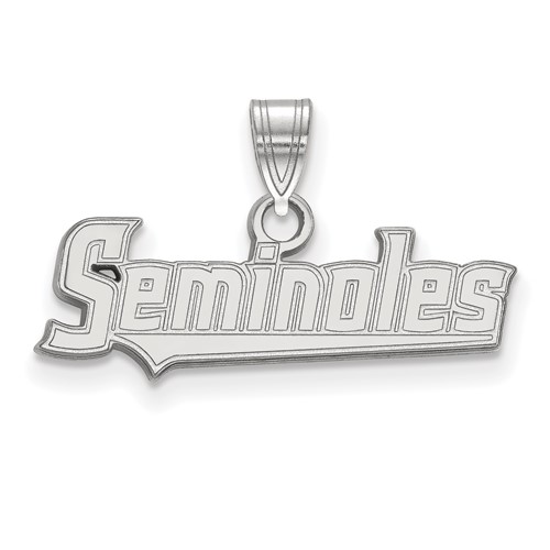 Sterling Silver Rhodium-plated LogoArt Florida State University Seminoles Script Small Pendant