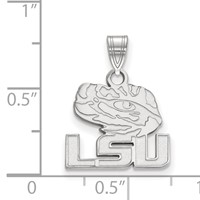 Sterling Silver Rhodium-plated LogoArt Louisiana State University L-s-u Tiger Eye Small Pendant view 2