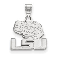 Sterling Silver Rhodium-plated LogoArt Louisiana State University L-s-u Tiger Eye Small Pendant view 1