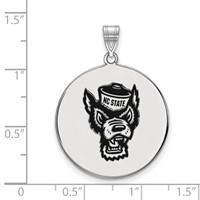 Sterling Silver Rhodium-plated LogoArt North Carolina State University Wolf Extra Large Enameled Disc Pendant view 2