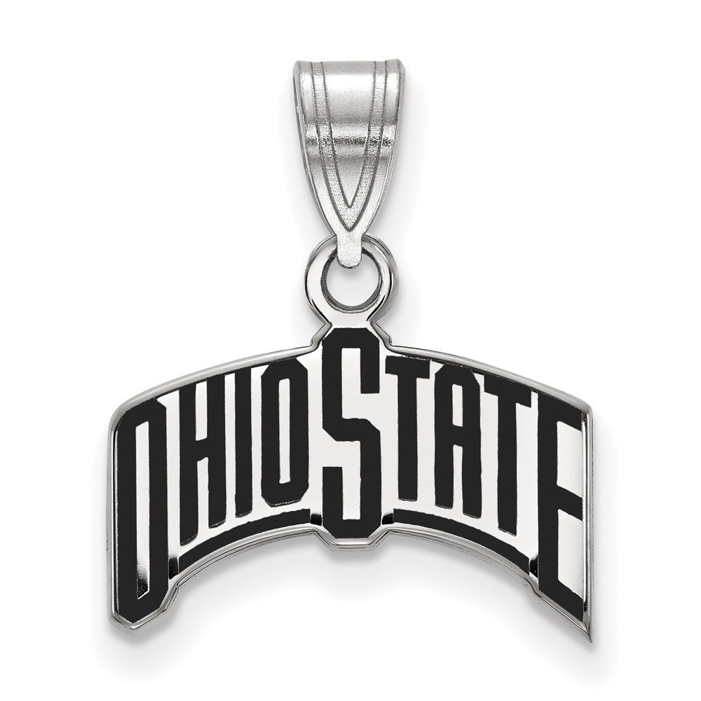 Sterling Silver Rhodium-plated LogoArt the Ohio State University Medium Enameled Pendant