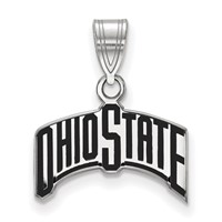 Sterling Silver Rhodium-plated LogoArt the Ohio State University Medium Enameled Pendant view 1