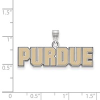 Sterling Silver Rhodium-plated LogoArt Purdue University Block Type Small Enameled Pendant view 2
