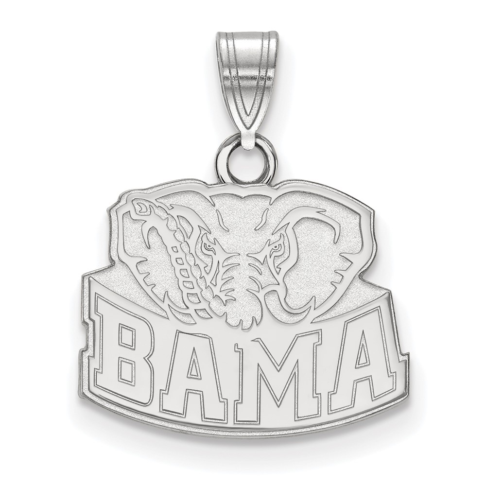 Sterling Silver Rhodium-plated LogoArt University of Alabama Elephant Small Pendant