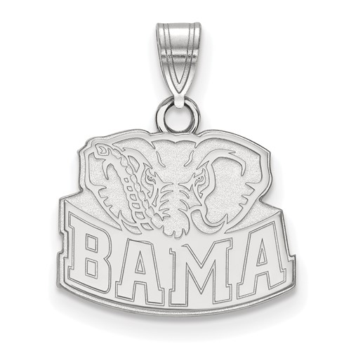 Sterling Silver Rhodium-plated LogoArt University of Alabama Elephant Small Pendant