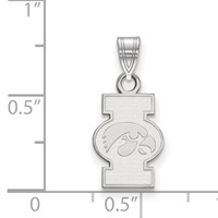 Sterling Silver Rhodium-plated LogoArt University of Iowa Small Pendant view 2