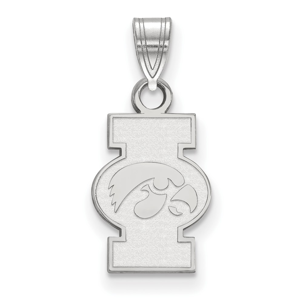 Sterling Silver Rhodium-plated LogoArt University of Iowa Small Pendant