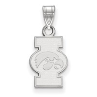 Sterling Silver Rhodium-plated LogoArt University of Iowa Small Pendant view 1