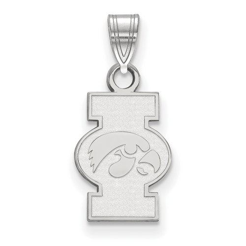 Sterling Silver Rhodium-plated LogoArt University of Iowa Small Pendant