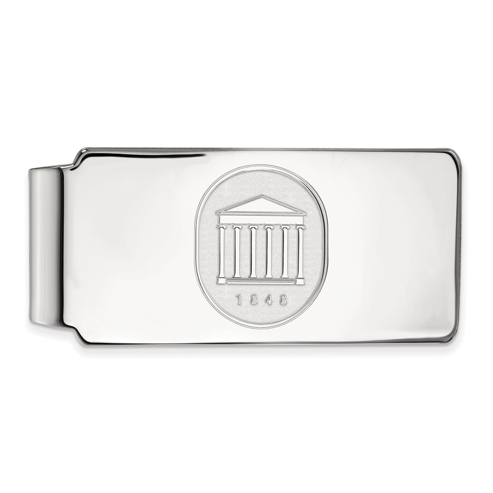 Sterling Silver Rhodium-plated LogoArt University of Mississippi 1848 Crest Money Clip