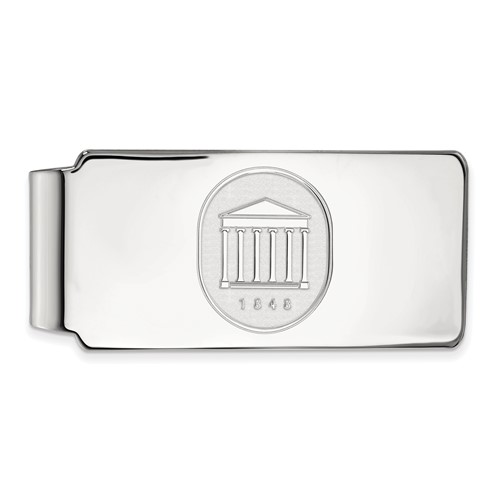 Sterling Silver Rhodium-plated LogoArt University of Mississippi 1848 Crest Money Clip
