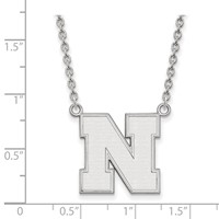 Sterling Silver Rhodium-plated LogoArt University of Nebraska Letter N Large Pendant Necklace, 18" view 2
