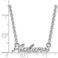 Sterling Silver Rhodium-plated LogoArt Auburn University Medium Script Pendant Necklace, 18" view 2