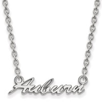 Sterling Silver Rhodium-plated LogoArt Auburn University Medium Script Pendant Necklace, 18" view 1