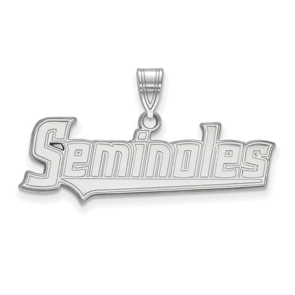 Sterling Silver Rhodium-plated LogoArt Florida State University Seminoles Script Large Pendant