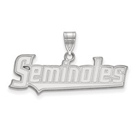 Sterling Silver Rhodium-plated LogoArt Florida State University Seminoles Script Large Pendant view 1