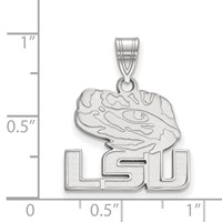 Sterling Silver Rhodium-plated LogoArt Louisiana State University L-s-u Tiger Eye Medium Pendant view 2