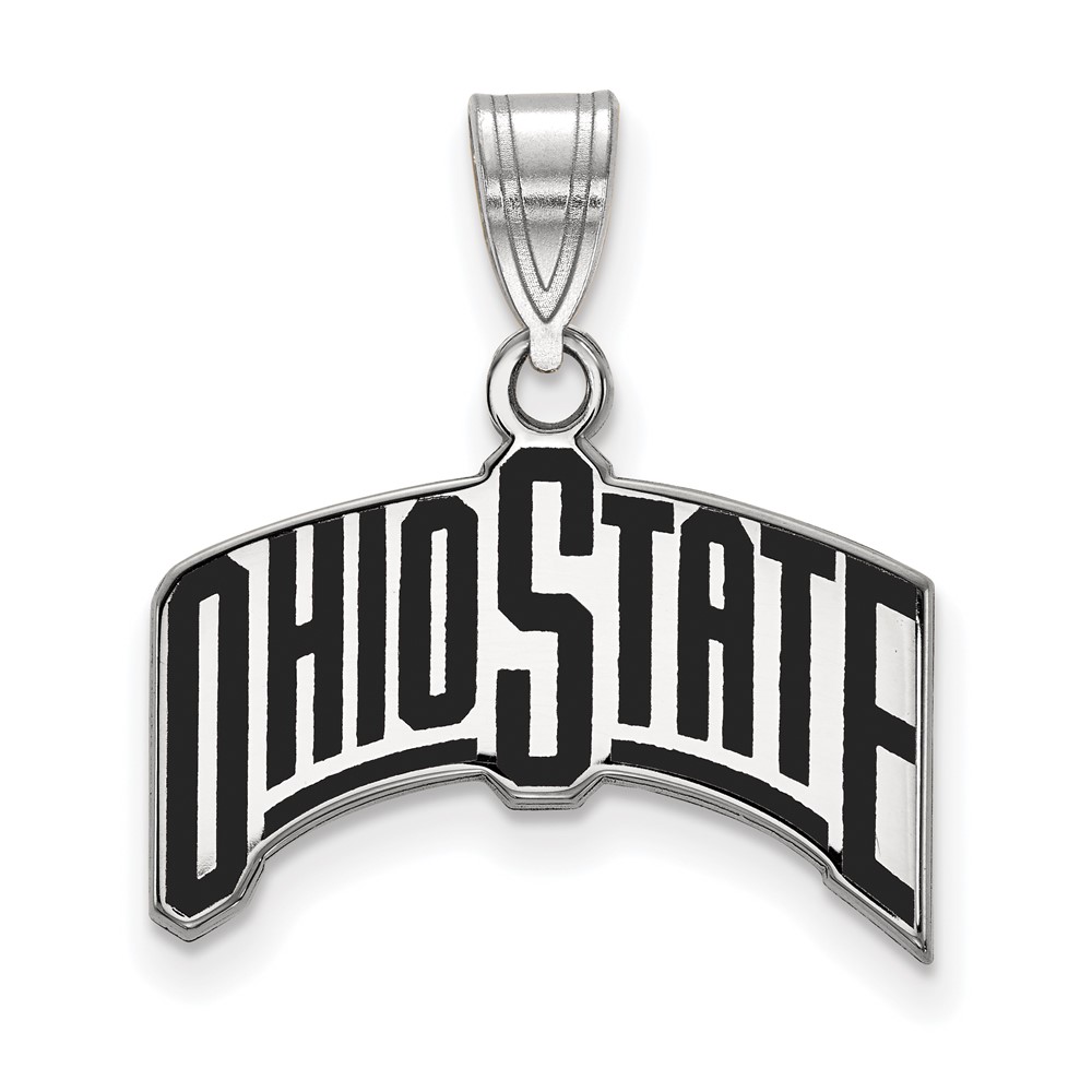 Sterling Silver Rhodium-plated LogoArt the Ohio State University Large Enameled Pendant