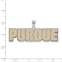Sterling Silver Rhodium-plated LogoArt Purdue University Block Type Large Enameled Pendant view 2