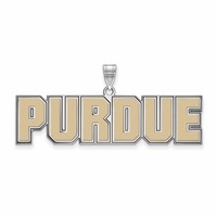 Sterling Silver Rhodium-plated LogoArt Purdue University Block Type Large Enameled Pendant view 1