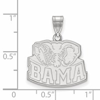 Sterling Silver Rhodium-plated LogoArt University of Alabama Elephant Medium Pendant view 2