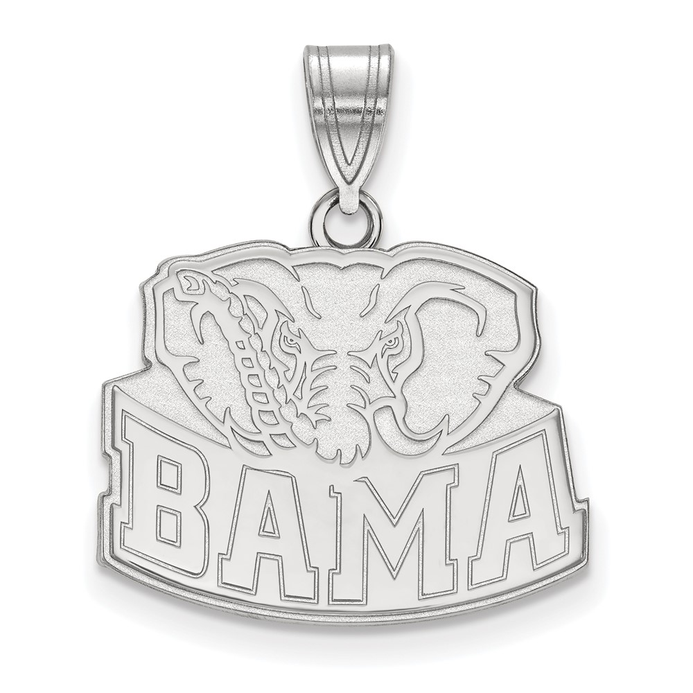 Sterling Silver Rhodium-plated LogoArt University of Alabama Elephant Medium Pendant