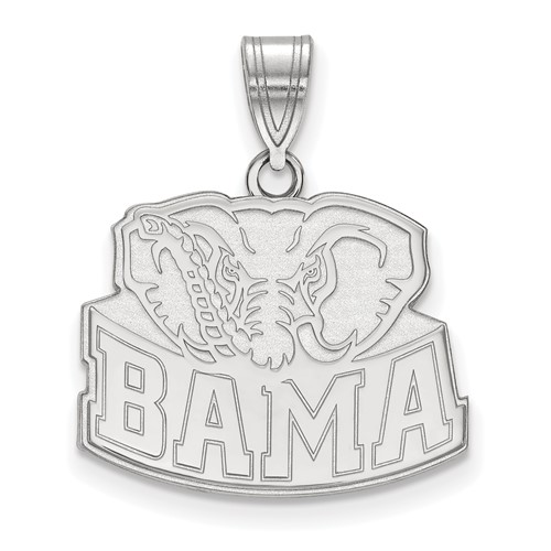 Sterling Silver Rhodium-plated LogoArt University of Alabama Elephant Medium Pendant