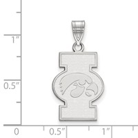 Sterling Silver Rhodium-plated LogoArt University of Iowa Large Pendant view 2