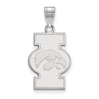 Sterling Silver Rhodium-plated LogoArt University of Iowa Large Pendant view 1