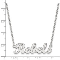 Sterling Silver Rhodium-plated LogoArt University of Mississippi Rebels Script Bar Necklace, 18" view 2
