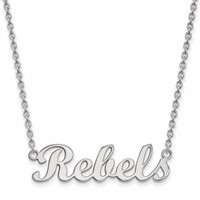 Sterling Silver Rhodium-plated LogoArt University of Mississippi Rebels Script Bar Necklace, 18" view 1