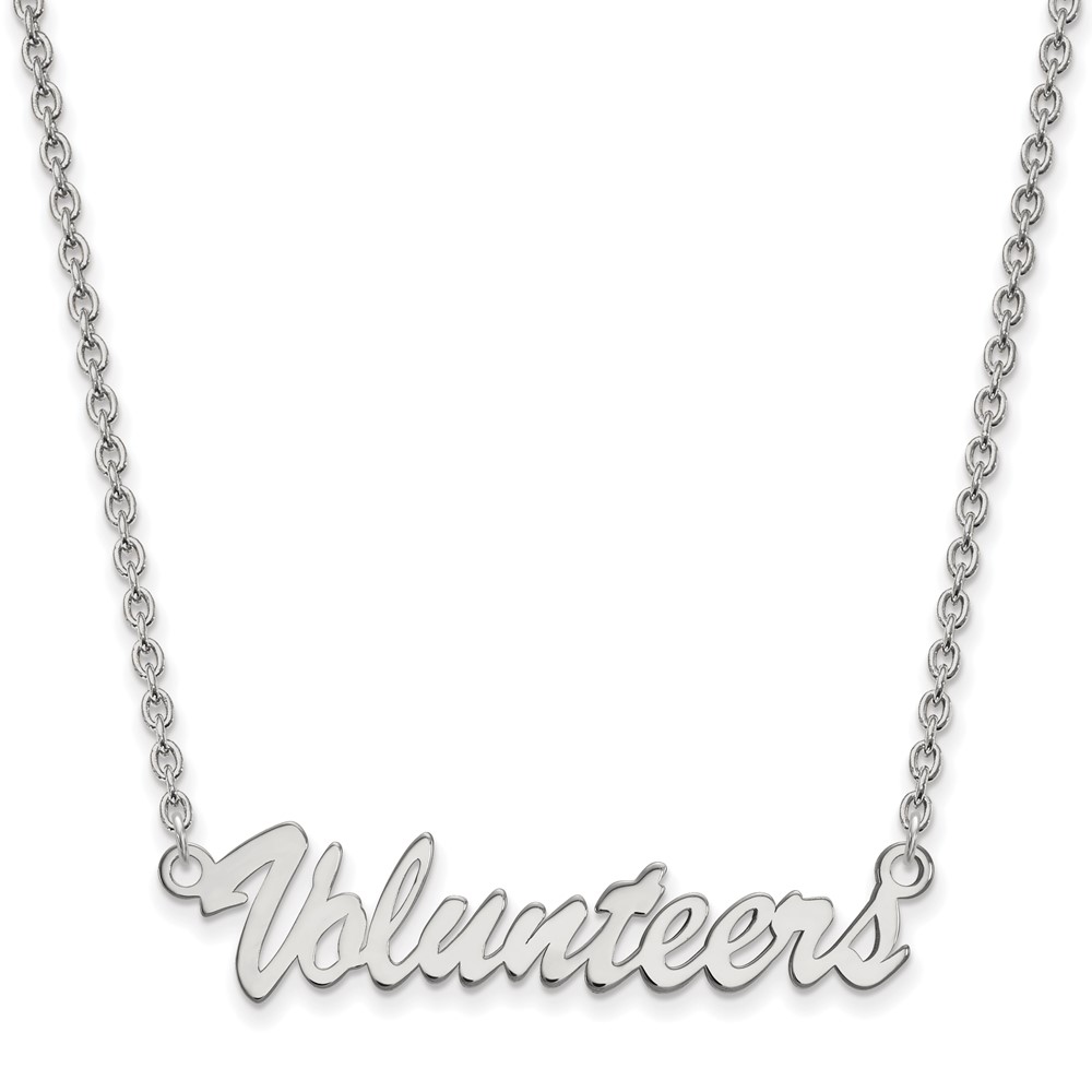 Sterling Silver Rhodium-plated LogoArt University of Tennessee Volunteers Script Medium Pendant Necklace, 18"