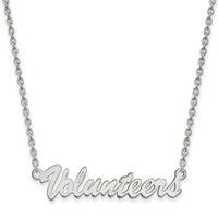 Sterling Silver Rhodium-plated LogoArt University of Tennessee Volunteers Script Medium Pendant Necklace, 18" view 1