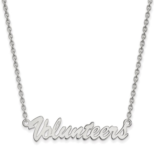 Sterling Silver Rhodium-plated LogoArt University of Tennessee Volunteers Script Medium Pendant Necklace, 18"