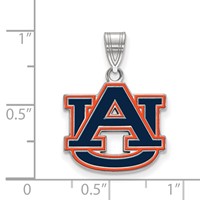 Sterling Silver Rhodium-plated LogoArt Auburn University A-u Medium Enameled Pendant view 2
