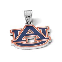 Sterling Silver Rhodium-plated LogoArt Auburn University A-u Medium Enameled Pendant view 3