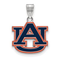 Sterling Silver Rhodium-plated LogoArt Auburn University A-u Medium Enameled Pendant view 1