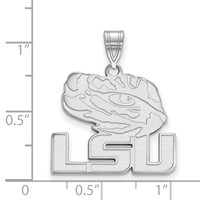Sterling Silver Rhodium-plated LogoArt Louisiana State University L-s-u Tiger Eye Large Pendant view 2
