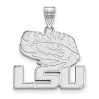 Sterling Silver Rhodium-plated LogoArt Louisiana State University L-s-u Tiger Eye Large Pendant view 1