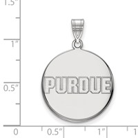 Sterling Silver Rhodium-plated LogoArt Purdue University Block Type Large Disc Pendant view 2